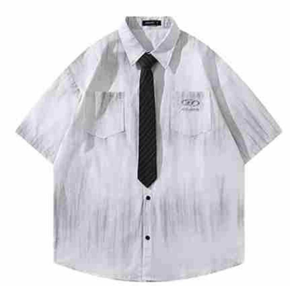 White Preppy Short Sleeve Shirt
